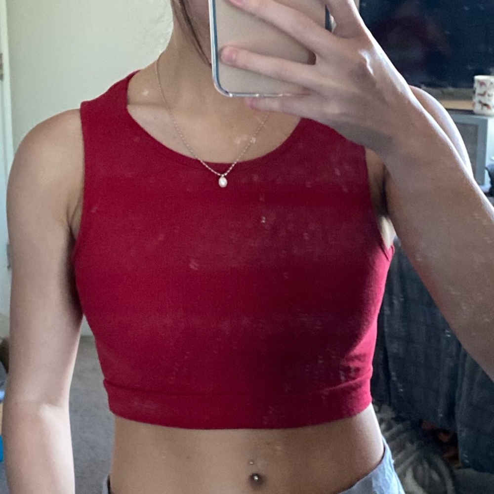 Red tie back crop top